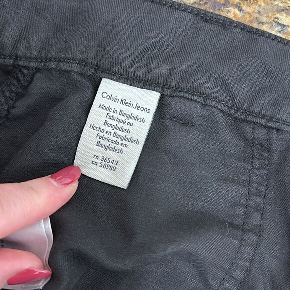 ❤️Last Chance Calvin Klein Black Linen Blend Tapered Leg Mid Rise Pants Size M - Picture 7 of 11